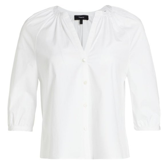 THEORY Easy Crop Shirt in White - Size Small - Picture 3 of 4